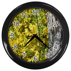 Yellow Bells Black Wall Clock