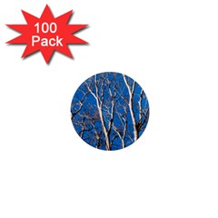 Trees On Blue Sky 100 Pack Mini Magnet (round) by Elanga