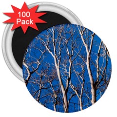 Trees On Blue Sky 100 Pack Large Magnet (round) by Elanga