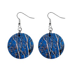 Trees On Blue Sky Mini Button Earrings by Elanga