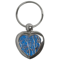 Trees On Blue Sky Key Chain (heart) by Elanga