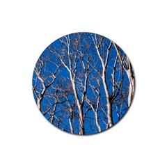 Trees On Blue Sky 4 Pack Rubber Drinks Coaster (round) by Elanga