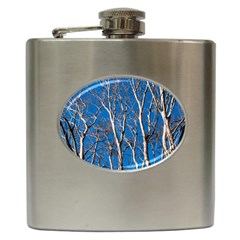 Trees On Blue Sky Hip Flask by Elanga