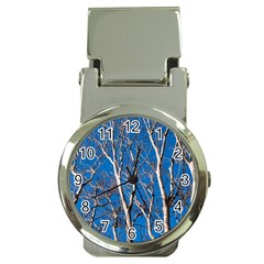 Trees On Blue Sky Chrome Money Clip With Watch by Elanga