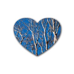 Trees On Blue Sky Rubber Drinks Coaster (heart) by Elanga