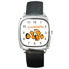 Clownfish Only Black Leather Watch (square) by Clownfishman