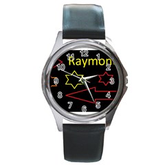 Raymond Tv Black Leather Watch (round) by hffmnwhly