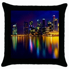 Night View Black Throw Pillow Case