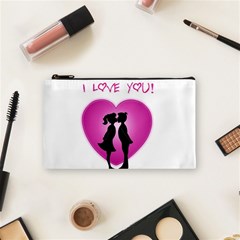 I Love You Kiss Cosmetic Bag (small) by anasuya