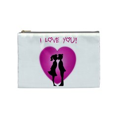 I Love You Kiss Cosmetic Bag (medium) by anasuya