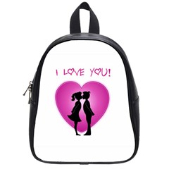 I Love You Kiss Small School Backpack by anasuya