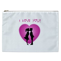 I Love You Kiss Cosmetic Bag (xxl) by anasuya