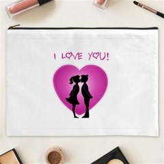 I Love You Kiss Cosmetic Bag (xxxl) by anasuya