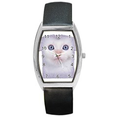 Cute Cat Black Leather Watch (tonneau)