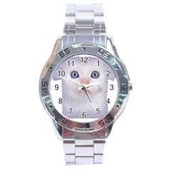 Cute Cat Stainless Steel Analogue Watch (round) by SweetCat