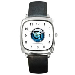 Small Logo Of Trickytricks Square Leather Watch by mytrickytricks