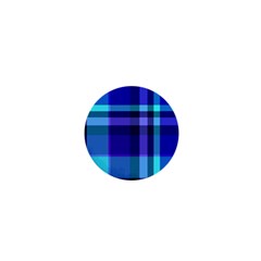 Blue Plaid 1  Mini Button by crabtreegifts