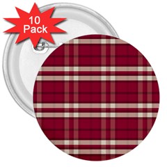 Red White Plaid 3  Button (10 Pack) by crabtreegifts