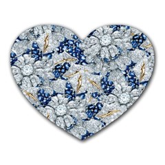 Flower Sapphire And White Diamond Bling Mouse Pad (heart)