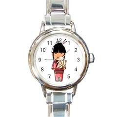 Japanese Geisha Round Italian Charm Watch by KujiKujistore