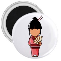 Japanese Geisha 3  Button Magnet by KujiKujistore