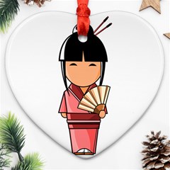 Japanese Geisha Heart Ornament by KujiKujistore