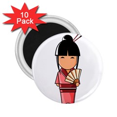 Japanese Geisha 2 25  Button Magnet (10 Pack)