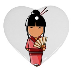 Japanese Geisha Heart Ornament (two Sides) by KujiKujistore