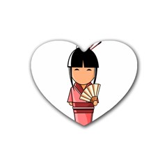 Japanese Geisha Drink Coasters 4 Pack (heart)  by KujiKujistore