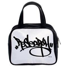 Rdlx Handstyle - Black Print Classic Handbag (two Sides) by ResearchDeluxe