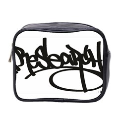 Rdlx Handstyle - Black Print Mini Travel Toiletry Bag (two Sides) by ResearchDeluxe