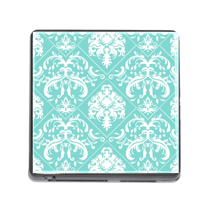 Tiffany Blue and White Damask Memory Card Reader with Storage (Square)