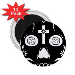 Sugar Skull 2 25  Button Magnet (10 Pack) by asyrum