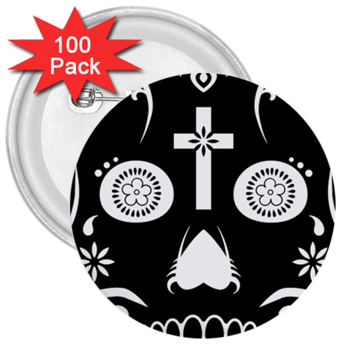 Sugar Skull 3  Button (100 pack)