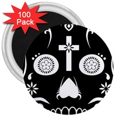 Sugar Skull 3  Button Magnet (100 Pack) by asyrum