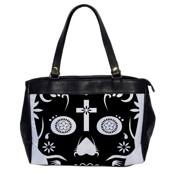 Sugar Skull Oversize Office Handbag (One Side)