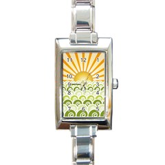 Along The Green Waves Rectangular Italian Charm Watch