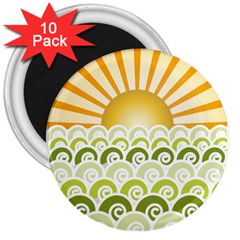 Along The Green Waves 3  Button Magnet (10 Pack) by tees2go