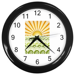 Along The Green Waves Wall Clock (black)