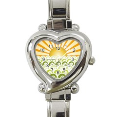 Along The Green Waves Heart Italian Charm Watch  by tees2go