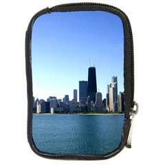 Chicago Skyline Compact Camera Leather Case by canvasngiftshop