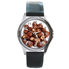 Hazelnuts Round Metal Watch (silver Rim) by hlehnerer