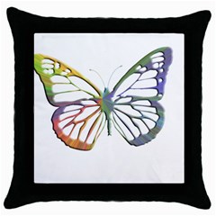 Colorful  Butterfly Black Throw Pillow Case by designsbyvee