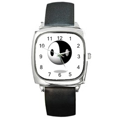 Yin Yang Square Leather Watch by hlehnerer