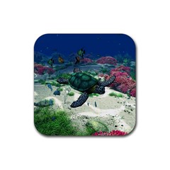 Sea Turtle Rubber Coaster (square) by gatterwe