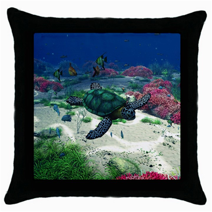 Sea Turtle Throw Pillow Case (Black)