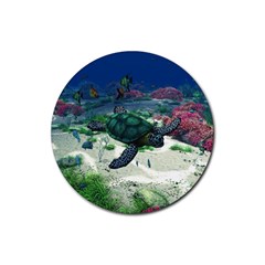 Sea Turtle Rubber Round Coaster (4 Pack) by gatterwe