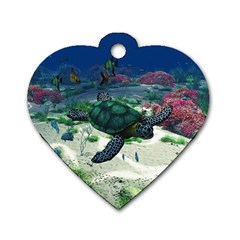 Sea Turtle Dog Tag Heart (two Sides) by gatterwe