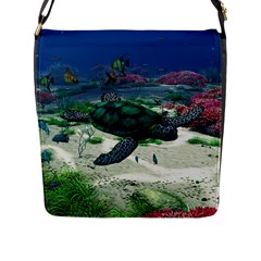 Sea Turtle Flap Closure Messenger Bag (large) by gatterwe