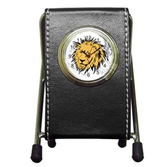 Lion Tattoo Pen Holder Desk Clock